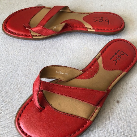Red leather Born flip flops 6 - Picture 2 of 6